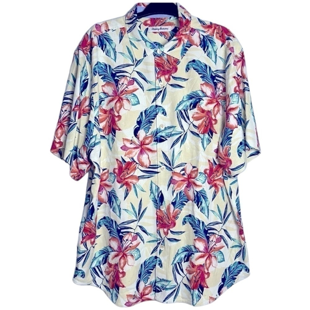 Tommy Bahama Breeze Beach‎ Blooms 100% Silk Hawaiian Camp Shirt NWT